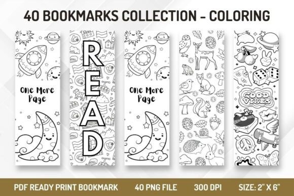 40 Printable Bookmark Graphics for Coloring