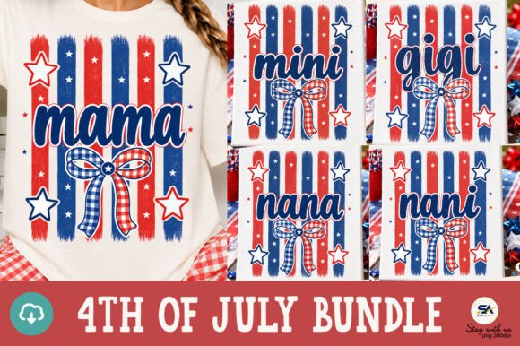 4th of July Mama Mini Gigi Nana Stripes: Elevate Your Patriotic Projects with Trendy Family Designs