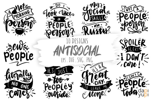 Antisocial Quotes Bundle: Creative Lettering Assets