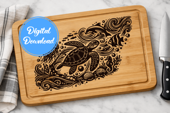 Bringing Coastal Charm to Your Workshop: A Guide to the Floral Sea Turtle Cutting Board SVG