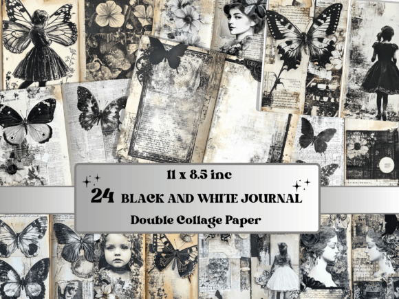 Elevate Your Creative Projects with the Black and White Junk Journal Paper Kit