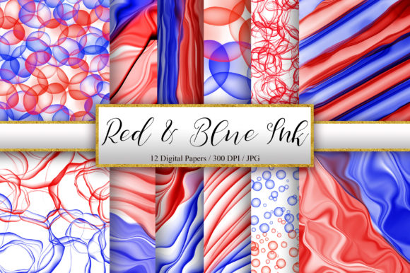 Elevating Visual Projects with Red and Blue Abstract Ink Backgrounds
