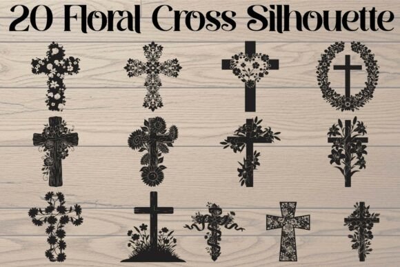 Floral Cross Silhouette: Crafting Faith, Remembrance, and Spiritual Beauty