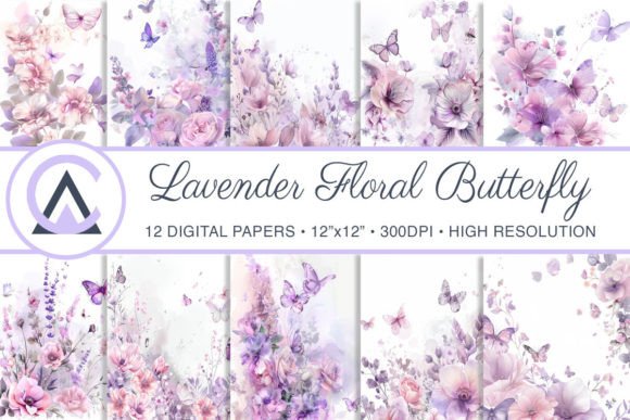 Lavender Flowers Butterfly Backgrounds for Creative Projects