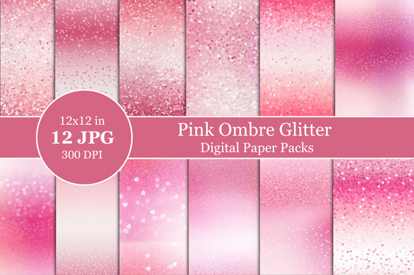 Pink Glitter Ombre Digital Paper: A Sparkling Addition to Your Creative Projects