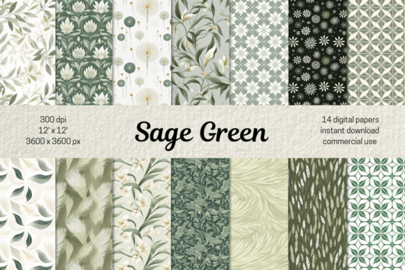 Sage Green Minimalist Botanical Papers: A Versatile Resource for Modern Creatives