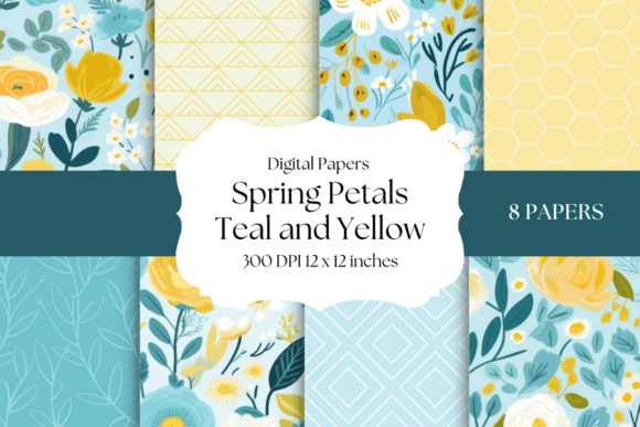Spring Petals - Teal and Yellow: A Guide to Using Digital Papers Effectively
