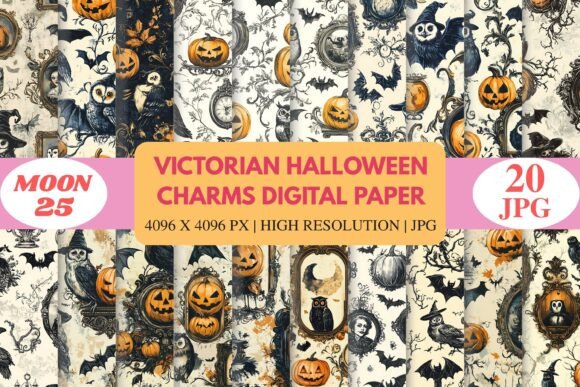 Victorian Halloween Charms Paper: Elevating Digital Design with Gothic Elegance