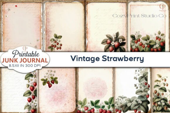 Vintage Strawberry Junk Journal Pages: A Creative Treasure for Paper Craft Enthusiasts