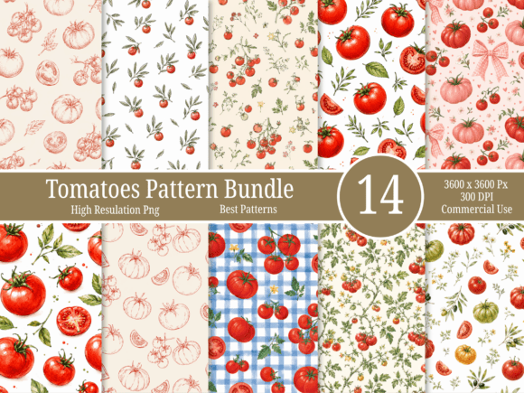 Vintage Tomato Pattern Bundle: Creative Design Made Easy